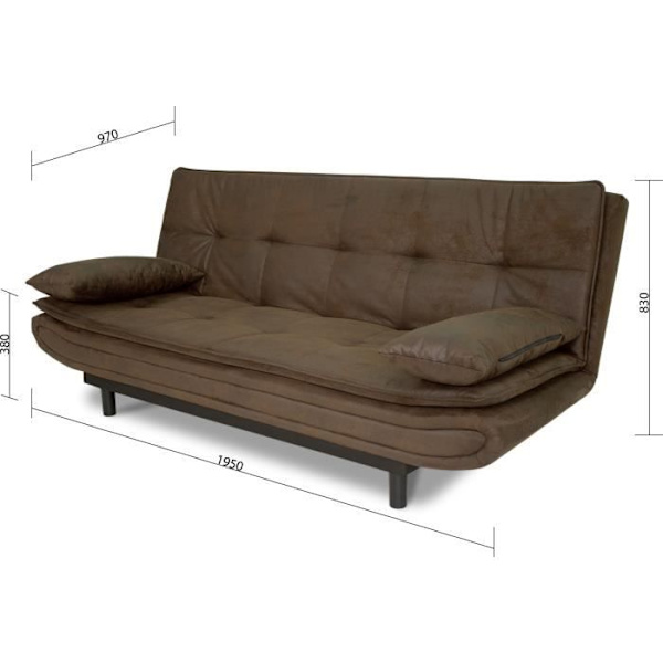 DARIUS sovesofa - Brunt stof - L 194 x D 121 x H 83 cm - Fremstillet i Ukraine kastanj