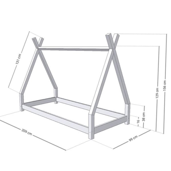 Lasten teepee-sänky - GENERIC - NAKANA - Massiivipuu - Säleet - Vihreä Grön