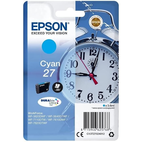 EPSON T2702 syaani mustekasetti – herätyskello (C13T27024012)