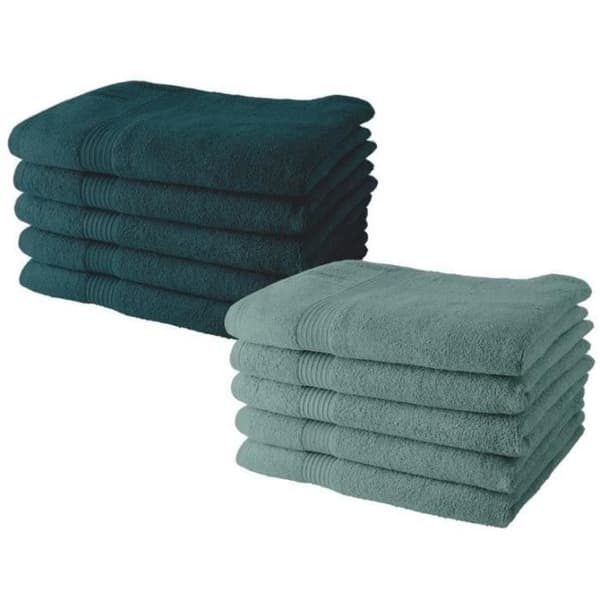 10-pack Handdukar - TODAY - 50 x 90 cm - 100% Bomull - 5 Påfågel, 5 Celadon Blå