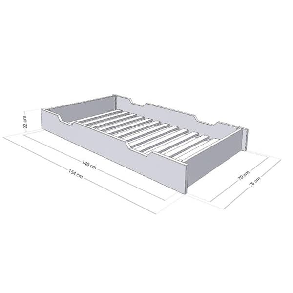 Sengeudtræk med hjul - hvid til seng 70 x 160 cm Vit