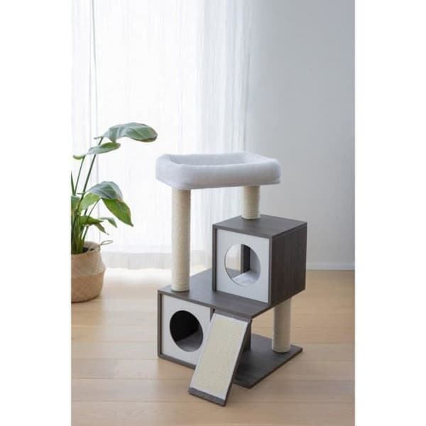 KERBL - Kattträd FLAIR - 48x44x86cm - Vit/grå - Sisal vitt och grått