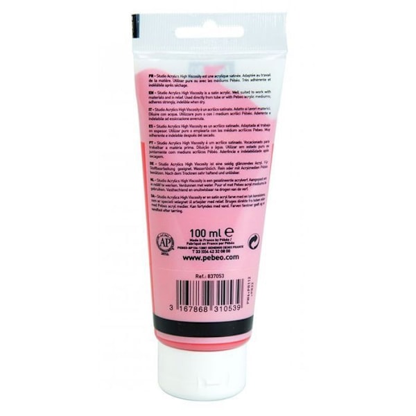 Akrylmaling - Pébéo - Studio - Mørk Cadmium Rød - 100 ml - Satin Mörk kadmiumröd