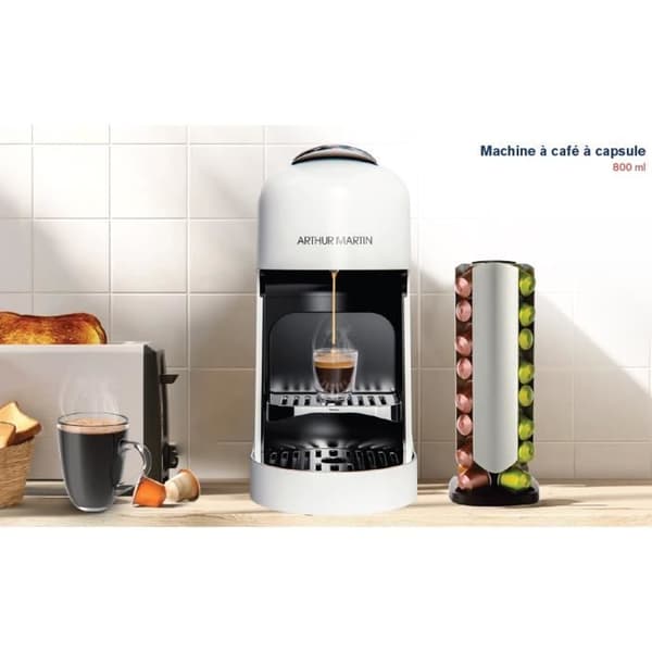 Kapselkaffemaskine - ARTHUR MARTIN - AMN230B - Espresso & Lungo - Hurtig tilberedning