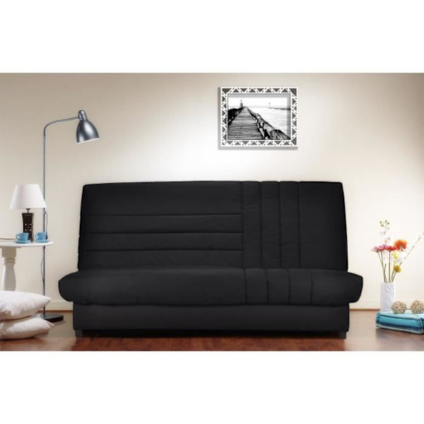 COMFORT BULTEX 3-personers sovesofa - Sort stof - Fremstillet i Frankrig - L 192 x D 95 cm - BEIJA Svart