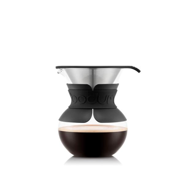 Filterkaffemaskine - BODUM - Pour Over - 0,5 L - 4 kopper - Permanent filter i rustfrit stål - Glas / Sort
