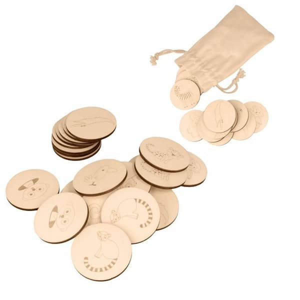 3 børns træ safari spil Beige