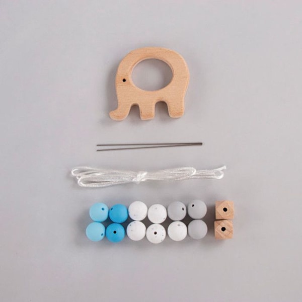 DIY Kit Teether - Elephant - Blå Blå