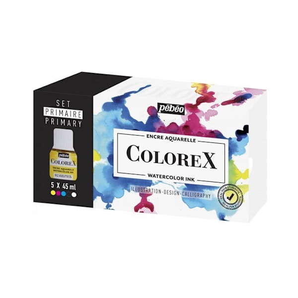 5 Colorex mustetta vesivärimaalaukseen - 5 x 45 ml Flerfärgad