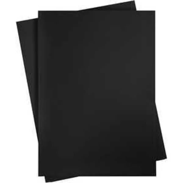 Farvet karton, A2 420x600 mm, 180 gr, kold sort, 10 ark