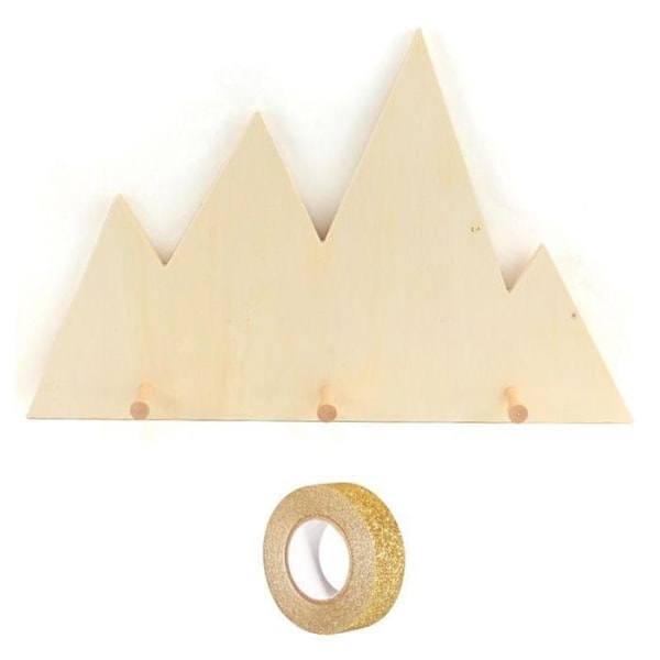 Paters i træ bjerg 45 x 28,5 cm + gyldent glitrende washi tape 5 m Beige