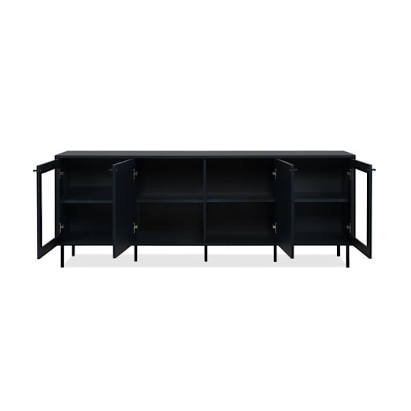 TV-kaappi - CARACAS - 180 x 68 x 40 cm - 2 lasiovea + 2 ovea - Tummansininen sisustus marinblå