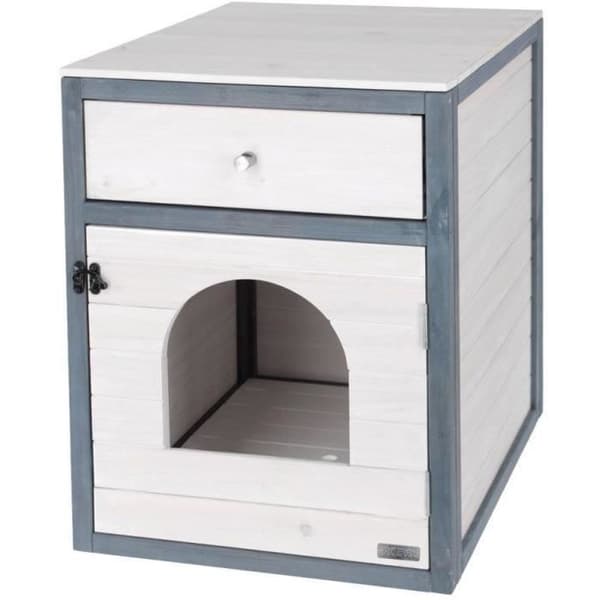 KERBL - Kattehus - 58 x 45 x 60 cm - IDA - Hvid/blå -