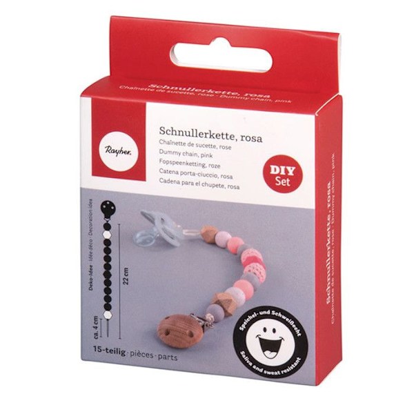 Set: Nappkedja, rosa, 15 st, box-LS Flerfärgad