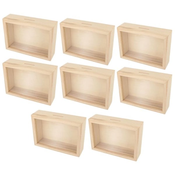 8 spargrisar i träram att anpassa 12 x 17 cm Beige