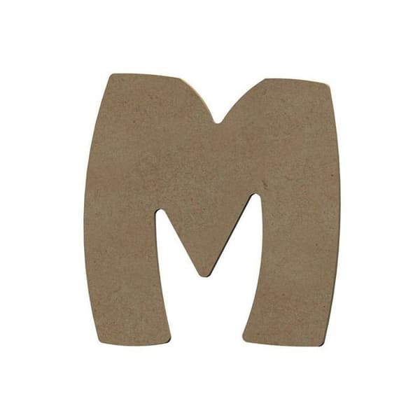 Stort bogstav M i MDF træ til dekoration - 8 cm brun