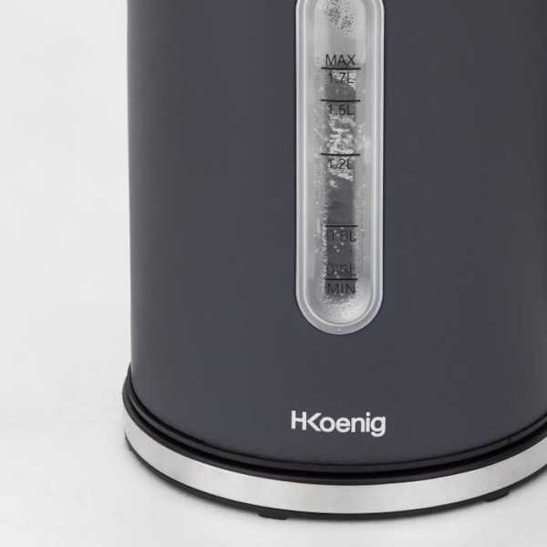 H.KOENIG BOE52 elkedel - Kapacitet 1,7 L - Justerbar temperatur 40 til 110°C - LCD-skærm - Matgrå Matt grå