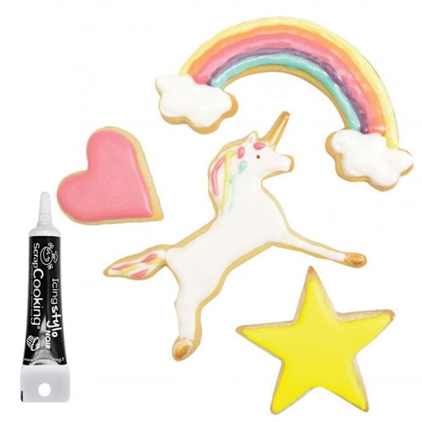 4 Unicorn keksileikkuria + musta jäätelökynä