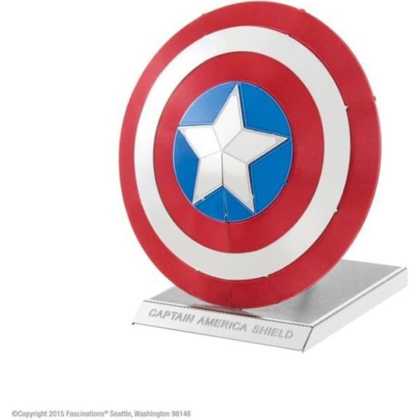 AVENGERS Captain America's Shield -malli rakennettava - 3D - Metalli, 2 arkkia - 12x17 cm kortilla Röd/Vit/Blå