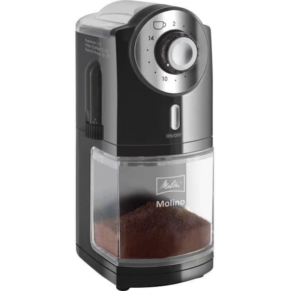 Melitta Molino elektrisk kaffekvarn - Svart - 17 malningsgrader - 2 års garanti Svart