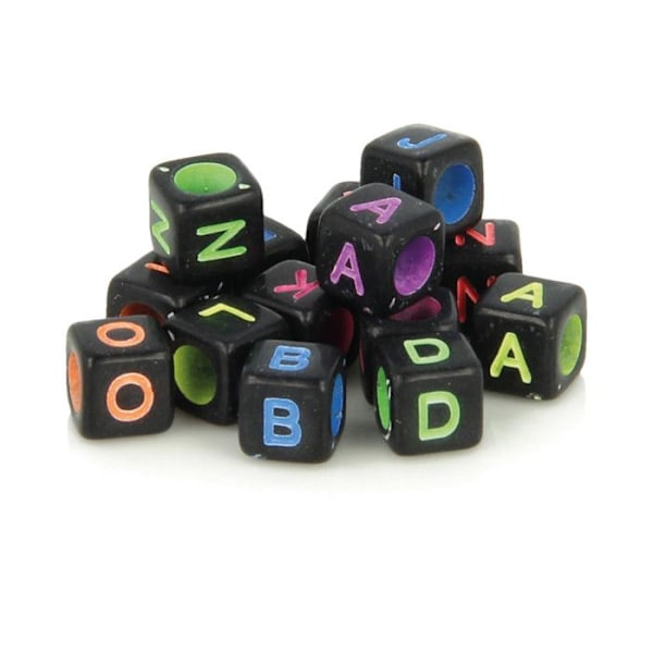 Perle Dé Alphabet 6mm Sort og Farver 300 stykker Flerfärgad