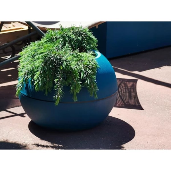 RIVIERA GRANIT BOULE rund blomsterlåda - Plast - Diameter 40 cm - Blå Blå