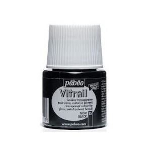 Maleri Vitrail - Pébéo - Sort - Flaske 45 ml - Dekoration på glas - Ideel til smykker Svart