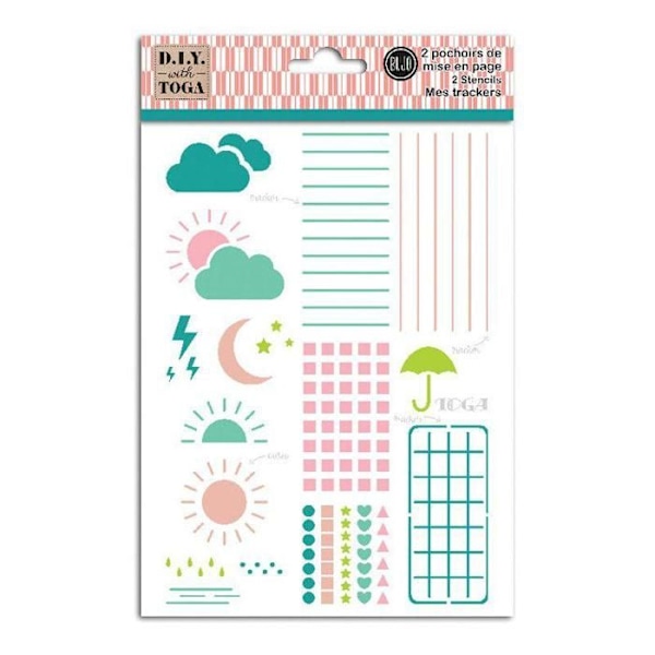 Bullet Journal Agenda Trackers Stencil - TOGA - Uudelleen käytettävä muovi - Monivärinen Flerfärgad