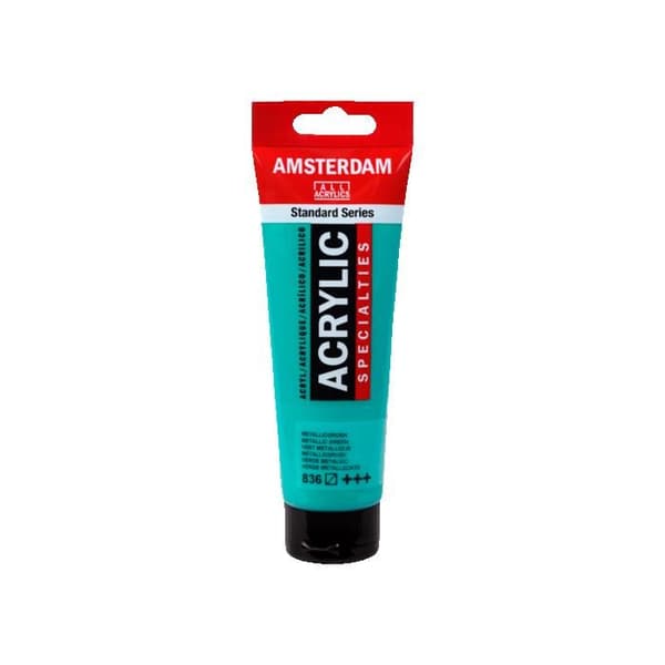 Akrylmaling - AMSTERDAM - 120 ml - Metalgrøn - Lysbestandig - Satinér Metallic Grön