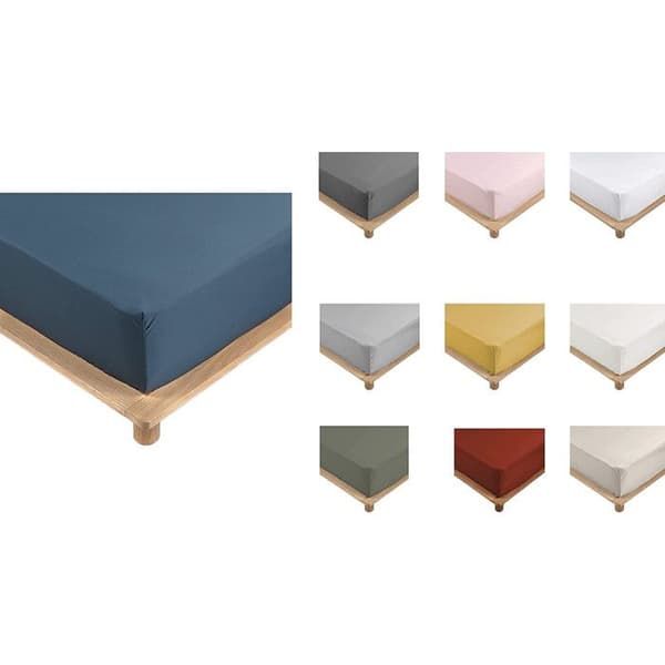Draps Housse - PROMO LINGE - LIA - Percale av Bomull 78trådar - 200x160cm - blå blå