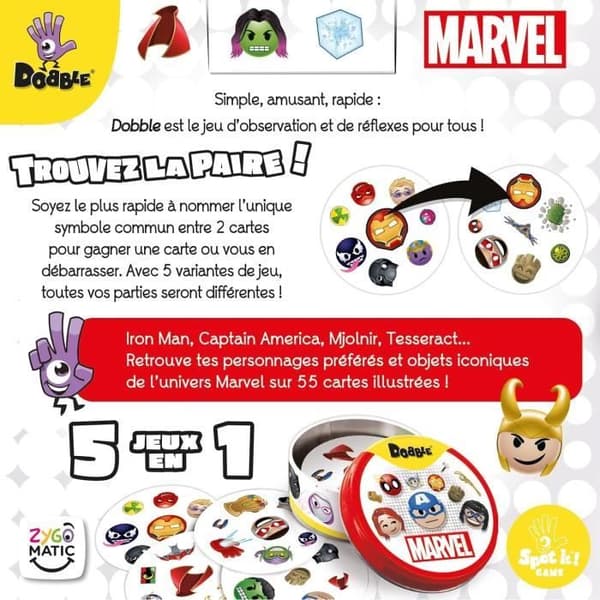 Stemningsspil - ASMODEE - Dobble: Marvel Emoji (Eco Sleeve) - 6 år - Udendørs - Blandet