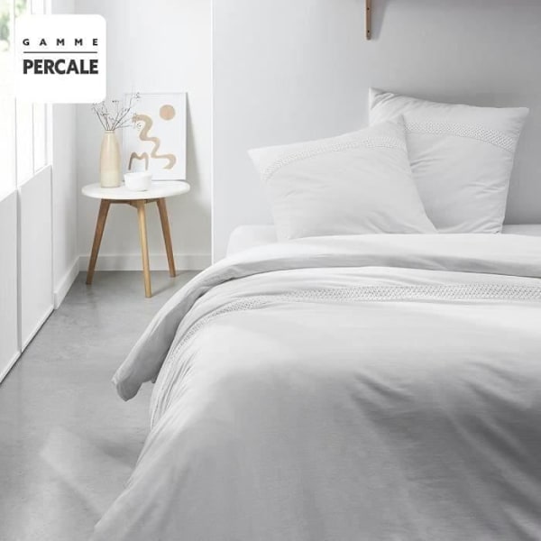 IDAG Prestige bäddset - 240 x 260 cm - 2 personer - 100% Percale macramé finish - Krita Vit