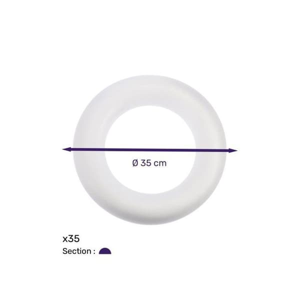 Platt ring i polystyren, 35 cm ø, 35 cm ø, Stort antal Vit