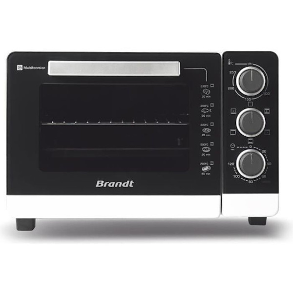 BRANDT FC265MWST Kompakt Ovn - 26L - Multifunktion - Justerbar termostat op til 250°C - Hvid og sort