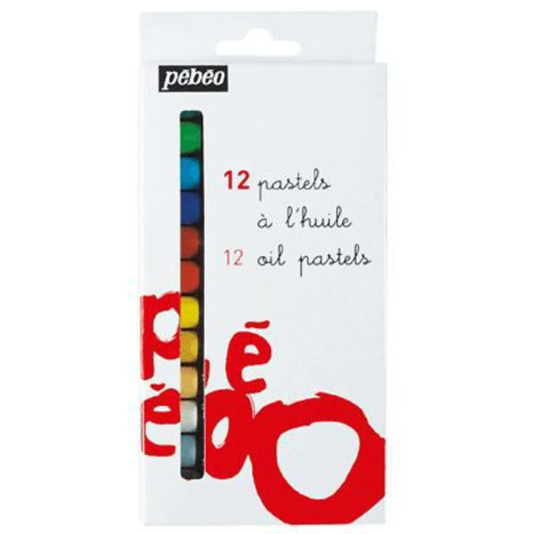 Oliepastelkridt - PEBEO - Ara - Pakke med 12 - Blandede farver - Diameter 11 mm Blandade färger