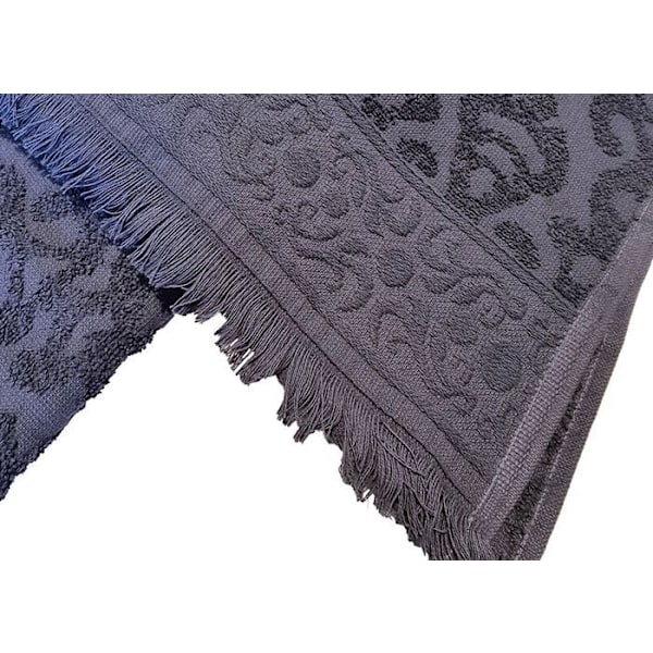 Jacquard-pyyhe hapsuilla 30 x 50 cm - harmaa Grå