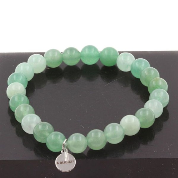 Kivet ja Mineraalit. 8mm Aventurine-helmirannekoru. Valmistettu Ranskassa. Mukautettava koko. Grön