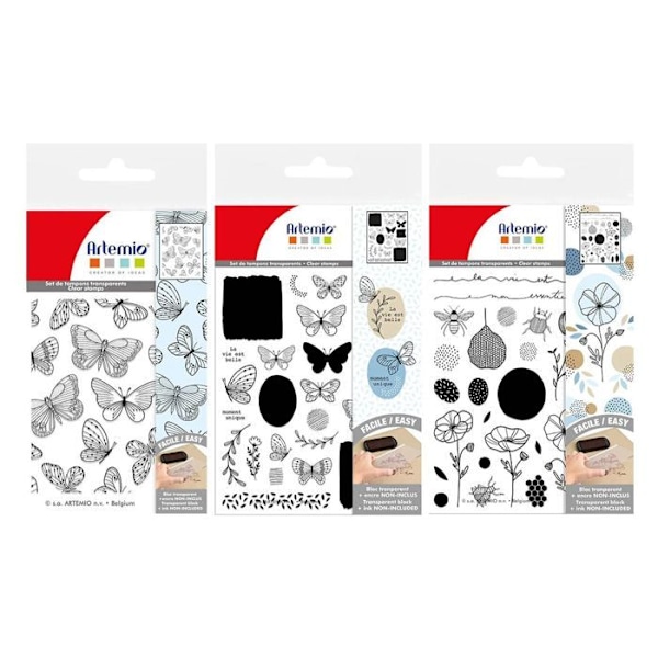 3 transparente tamponer - planter & sommerfugle Transparent