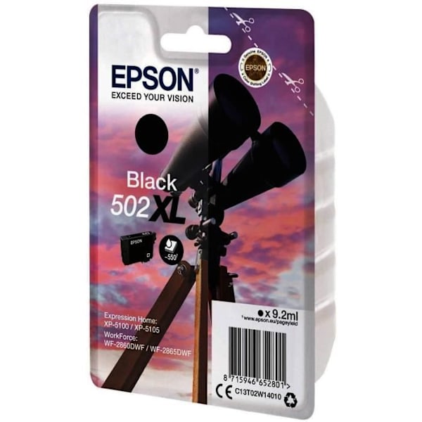 EPSON blækpatron 502 XL sort - kikkert (C13T02W14010)