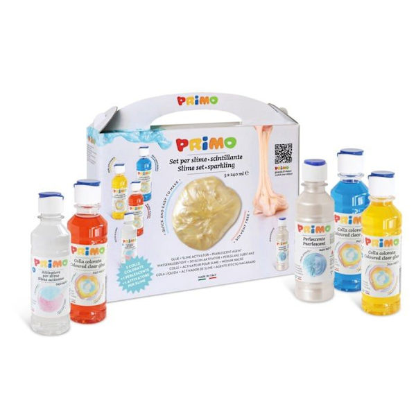 Kreativset - Morocolor - Primo 3312SLIMESET2 - 3 färgglada lim - Säker - Tillverkad i Italien Flerfärgad