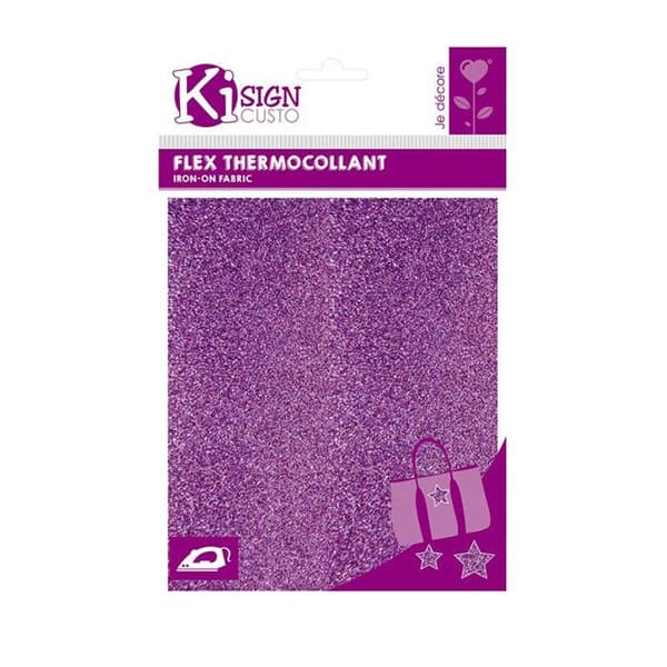 Ljuslila glitter smältbart tyg -... Violett