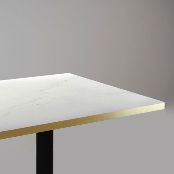Bord 70 x 70 cm - Milan model Paros marmor med messingkanter Vit