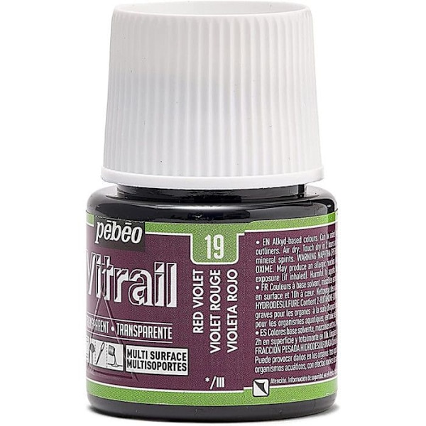 Glasmaleri - Pébéo - Violet Rød - 45ml - Transparent - Blank Violett röd