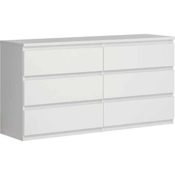 CHELSEA 6 Skuffe Kommode - Mat hvid farve - L 154 x D 42,2 x H 79,9 cm Matt vit