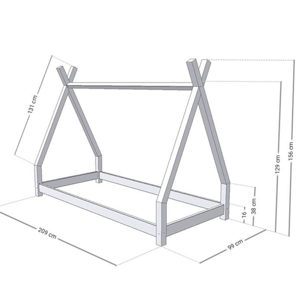 Lit tipi lapselle NAKANA 90 x 200 petrolinvihreä Grön