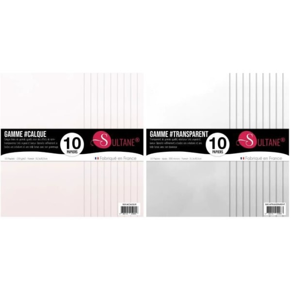 20 kalkerpapper och genomskinliga papper att prägla - 200g/m2, H: 30,5 cm