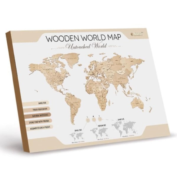 Världskarta träpussel - EWA - 144 cm - Resor och kartor - Blandat - Vit