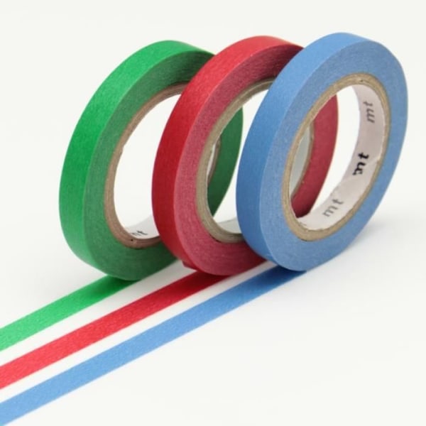 Maskeringstejp MT 6 mm SLIM Set om 3 - vanligt H (blå röd grön) - Maskeringstejp (MT) Flerfärgad - Assorted blå, röd, grön