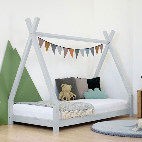 Lit tipi barn NAKANA 80 x 180 lys grå Grå
