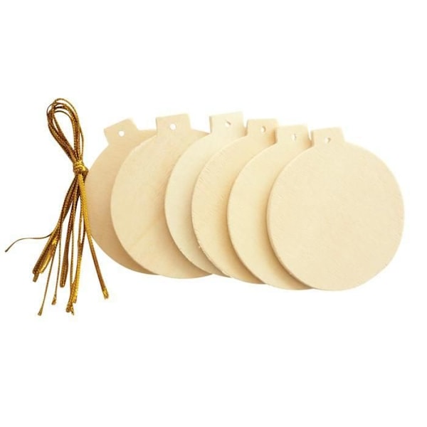 Träkulor - Att dekorera - 60 mm - Set med 6 - Guldsnören medföljer - Blandat Guld